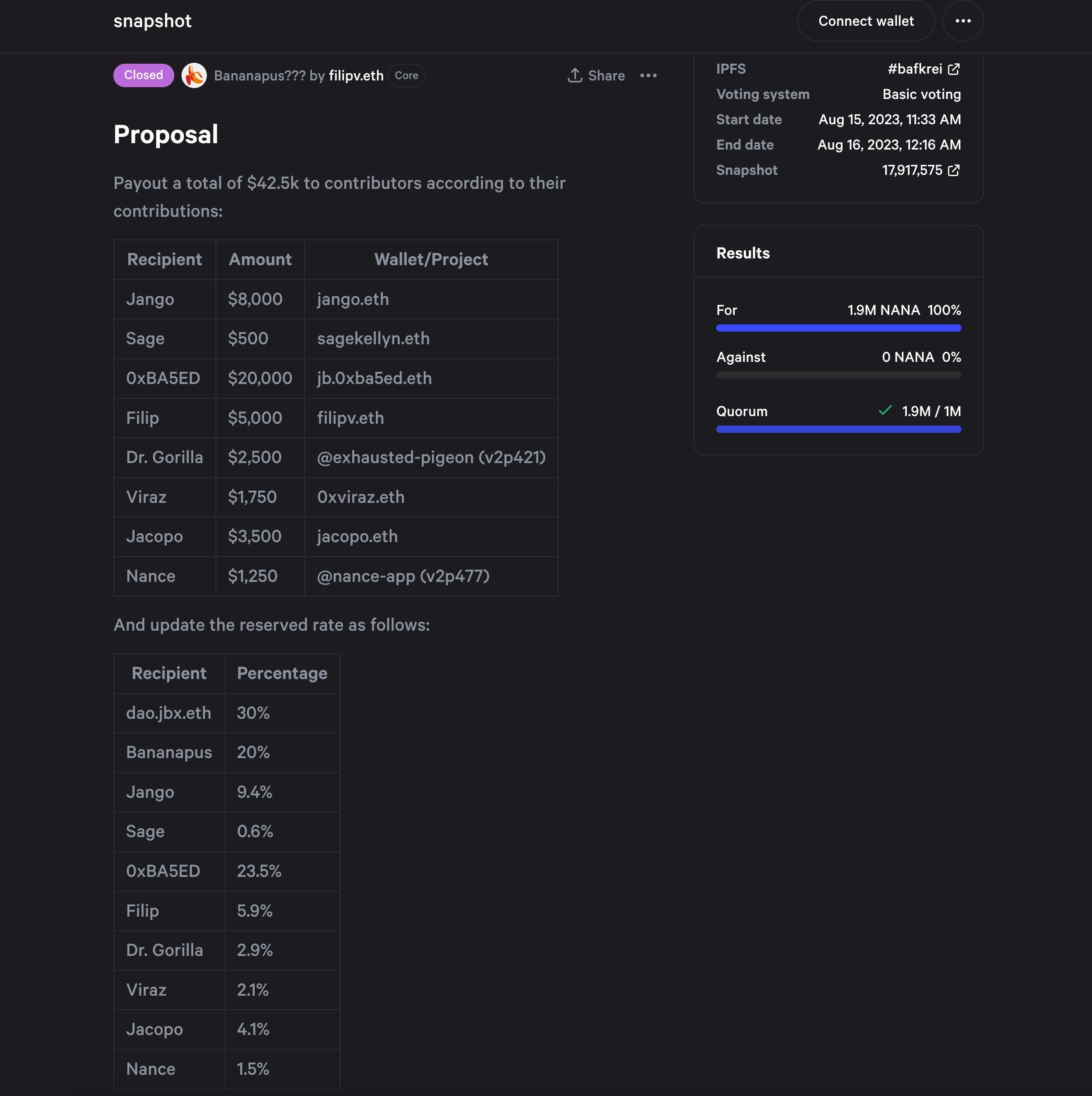 Bananapus's first governance proposal